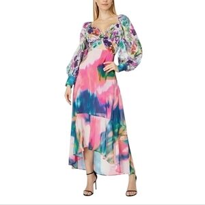 ONE33 SOCIAL PRINTED‎ FLOUNCE HEM MAXI DRESS 0